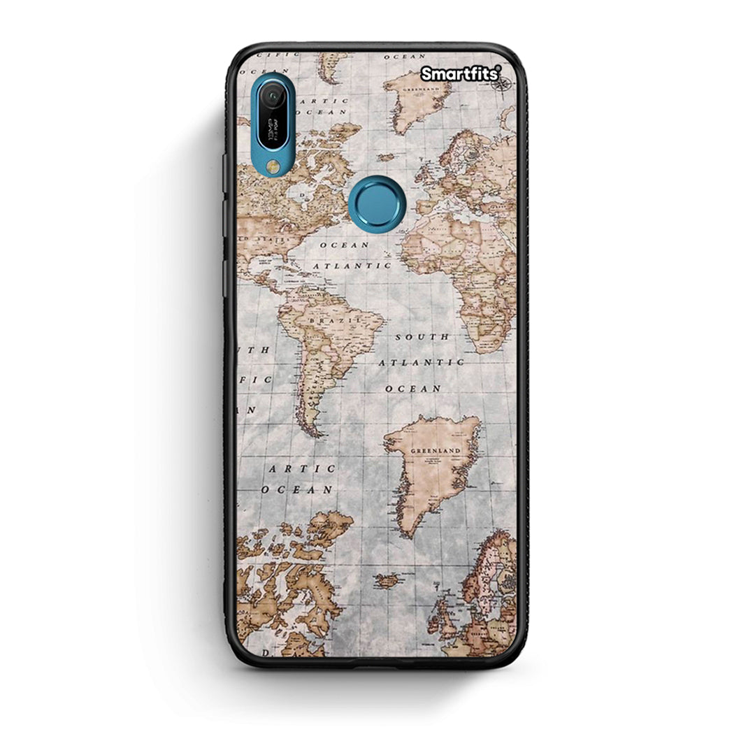 Huawei Y6 2019 World Map Θήκη από τη Smartfits με σχέδιο στο πίσω μέρος και μαύρο περίβλημα | Smartphone case with colorful back and black bezels by Smartfits