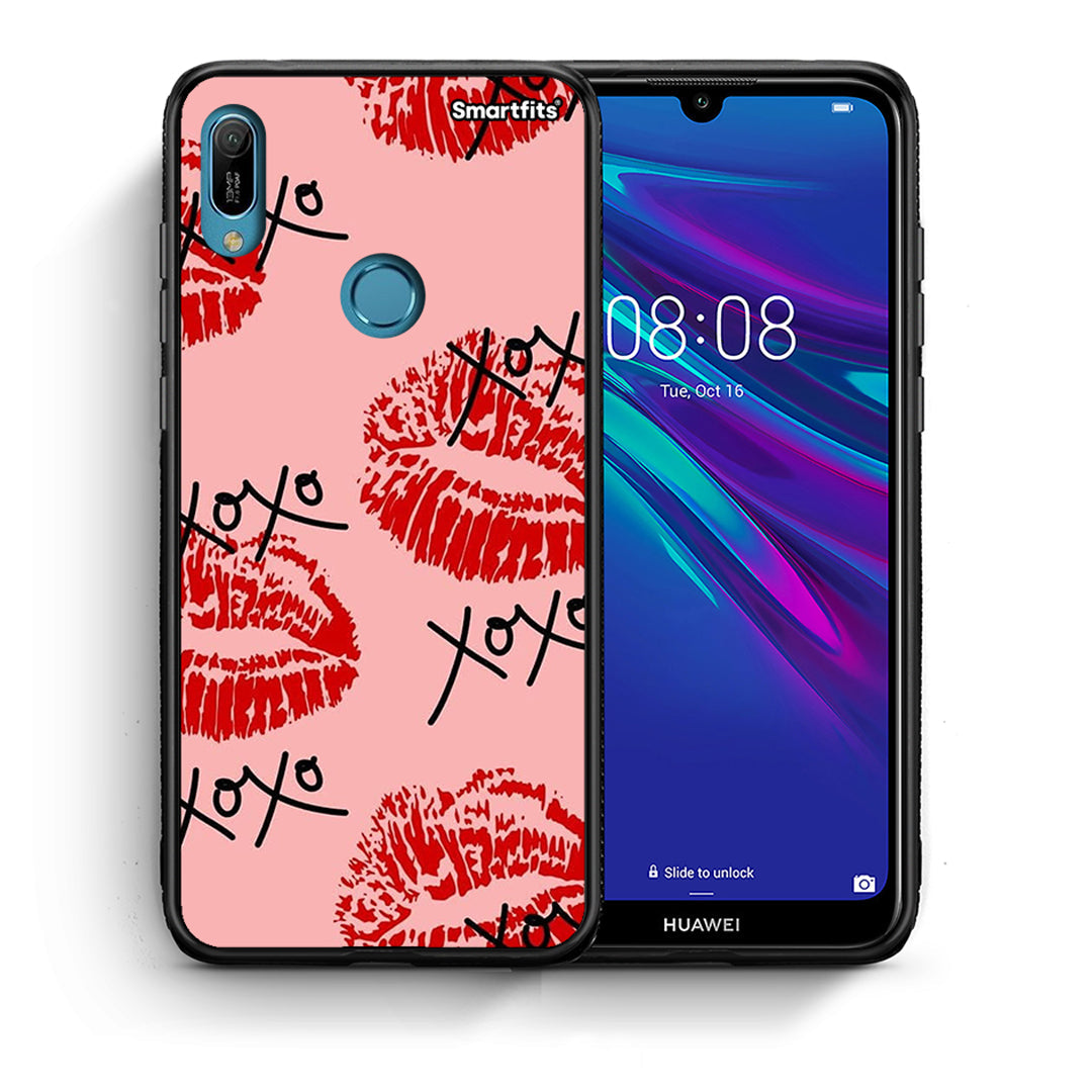 Θήκη Huawei Y6 2019 XOXO Lips από τη Smartfits με σχέδιο στο πίσω μέρος και μαύρο περίβλημα | Huawei Y6 2019 XOXO Lips case with colorful back and black bezels