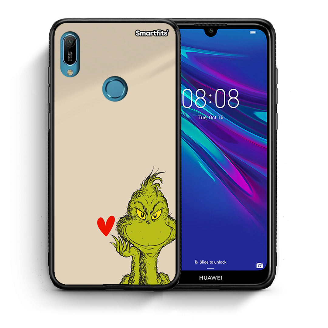 Θήκη Huawei Y6 2019 Xmas Grinch από τη Smartfits με σχέδιο στο πίσω μέρος και μαύρο περίβλημα | Huawei Y6 2019 Xmas Grinch case with colorful back and black bezels