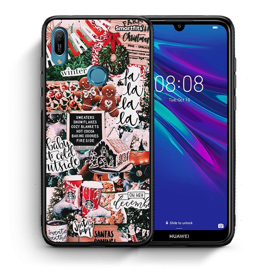 Θήκη Huawei Y6 2019 Xmas Habbits από τη Smartfits με σχέδιο στο πίσω μέρος και μαύρο περίβλημα | Huawei Y6 2019 Xmas Habbits case with colorful back and black bezels