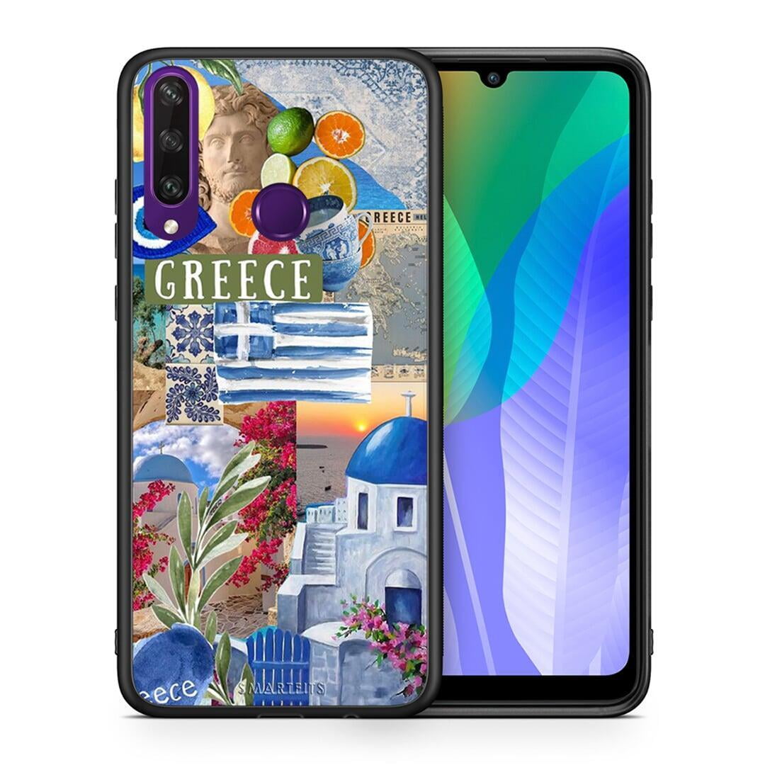 Θήκη Huawei Y6p All Greek από τη Smartfits με σχέδιο στο πίσω μέρος και μαύρο περίβλημα | Huawei Y6p All Greek case with colorful back and black bezels