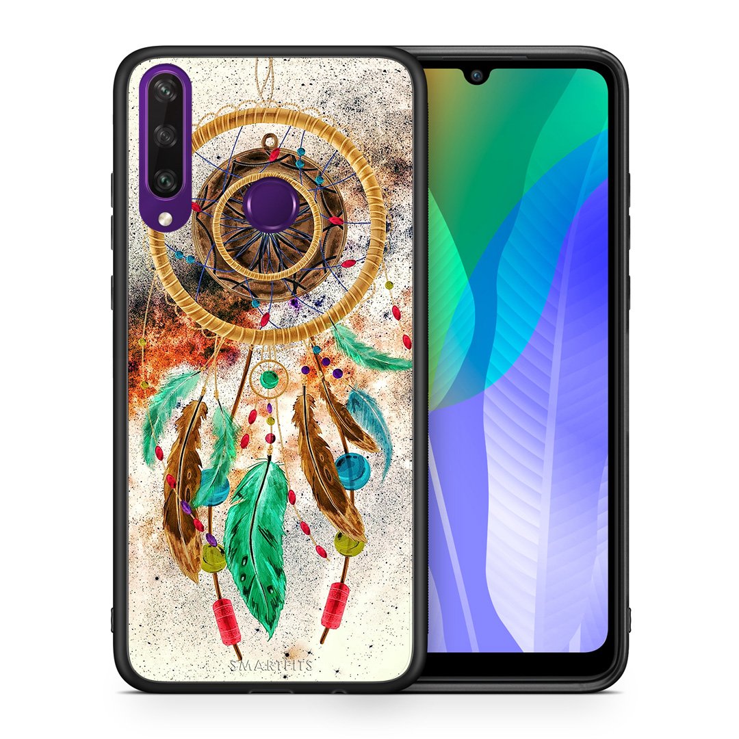 Θήκη Huawei Y6p DreamCatcher Boho από τη Smartfits με σχέδιο στο πίσω μέρος και μαύρο περίβλημα | Huawei Y6p DreamCatcher Boho case with colorful back and black bezels