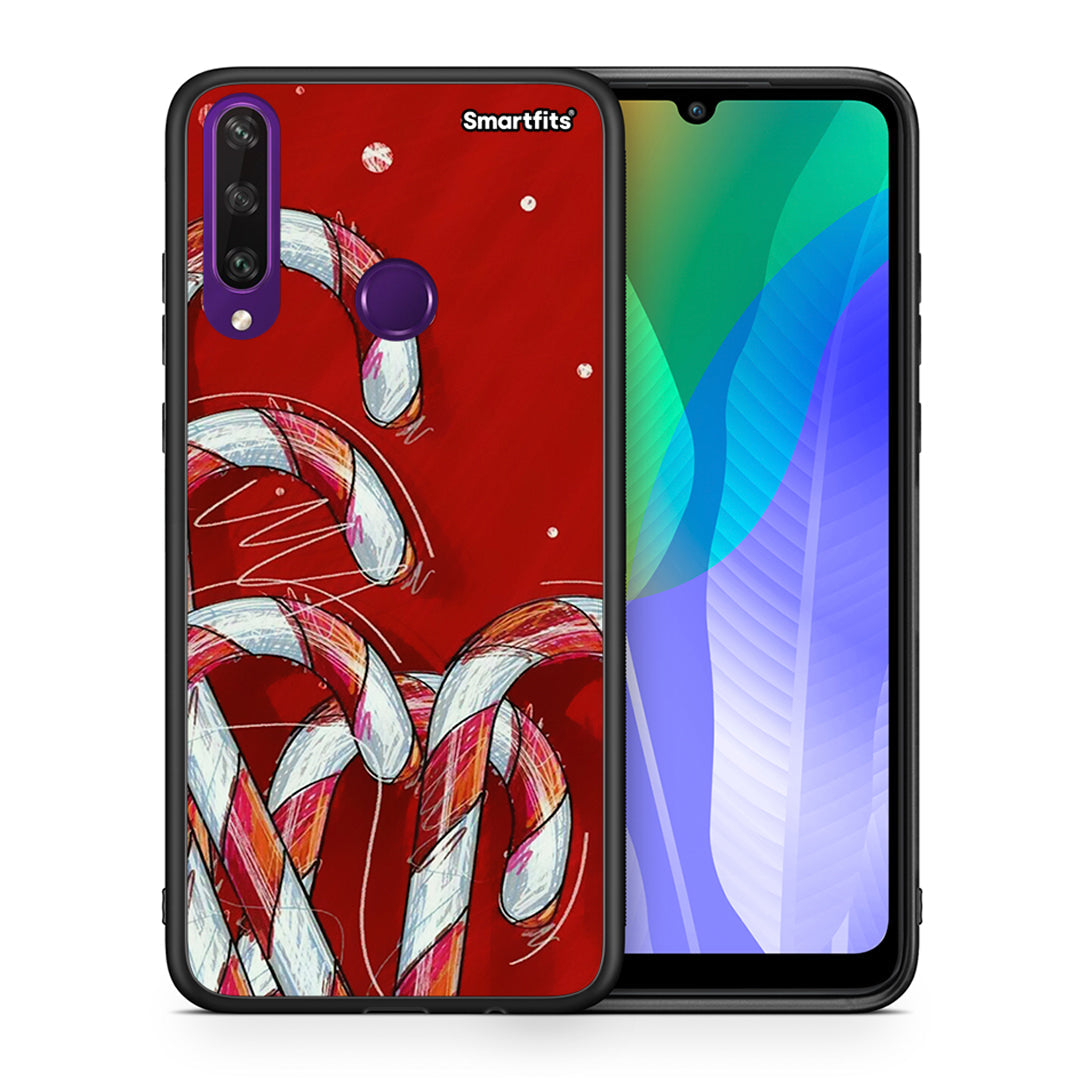 Θήκη Huawei Y6p Candy Cane από τη Smartfits με σχέδιο στο πίσω μέρος και μαύρο περίβλημα | Huawei Y6p Candy Cane case with colorful back and black bezels