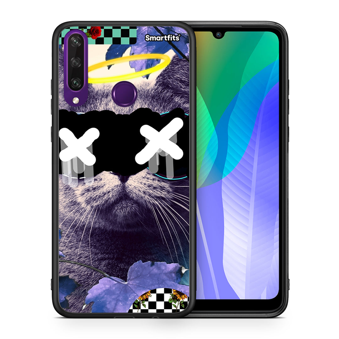 Θήκη Huawei Y6p Cat Collage από τη Smartfits με σχέδιο στο πίσω μέρος και μαύρο περίβλημα | Huawei Y6p Cat Collage case with colorful back and black bezels