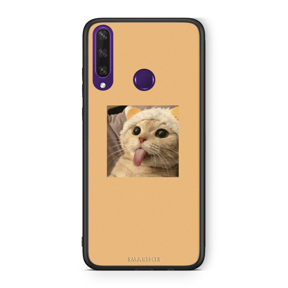 Huawei Y6p Cat Tongue θήκη από τη Smartfits με σχέδιο στο πίσω μέρος και μαύρο περίβλημα | Smartphone case with colorful back and black bezels by Smartfits