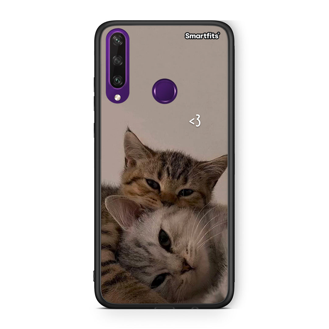 Huawei Y6p Cats In Love Θήκη από τη Smartfits με σχέδιο στο πίσω μέρος και μαύρο περίβλημα | Smartphone case with colorful back and black bezels by Smartfits