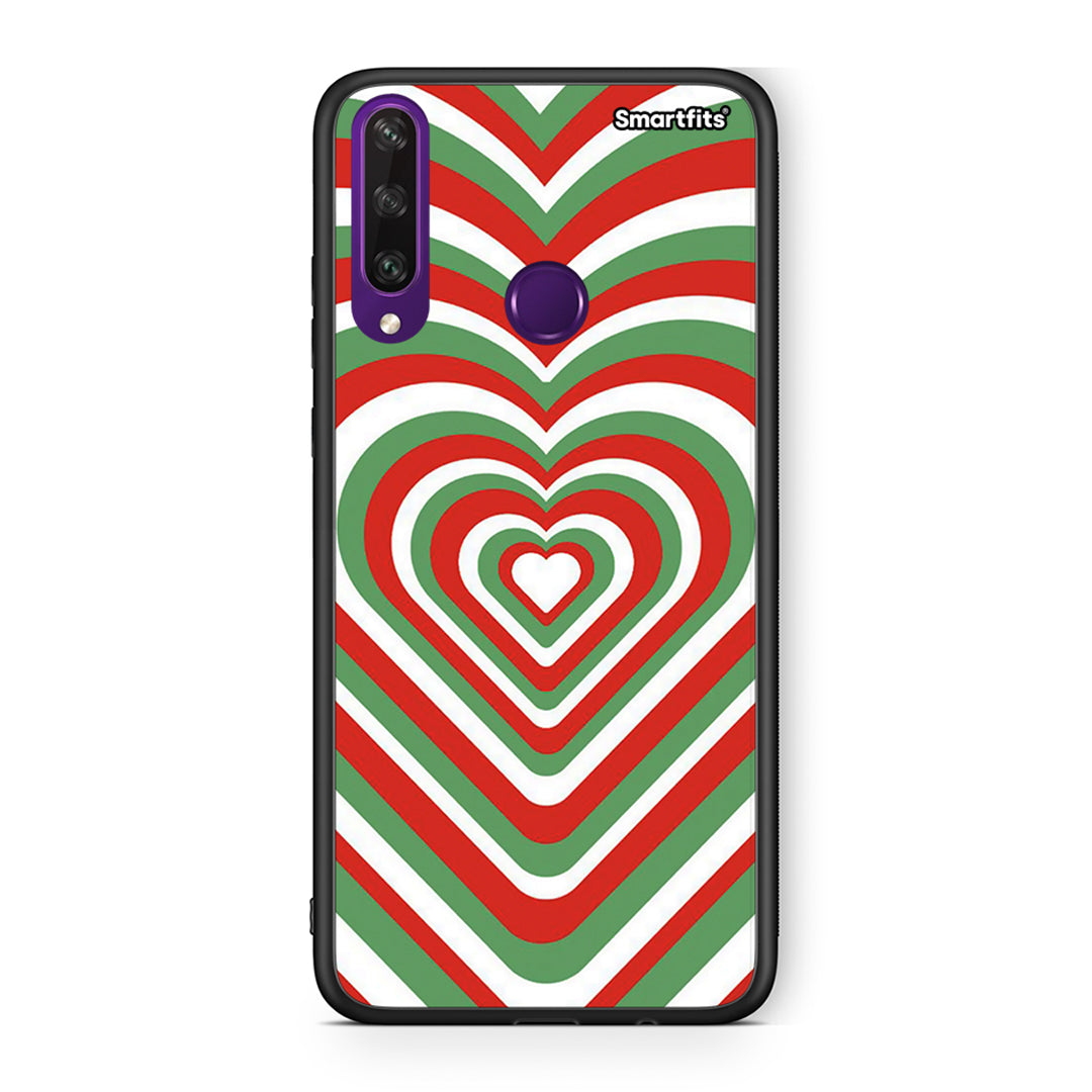 Huawei Y6p Christmas Hearts θήκη από τη Smartfits με σχέδιο στο πίσω μέρος και μαύρο περίβλημα | Smartphone case with colorful back and black bezels by Smartfits