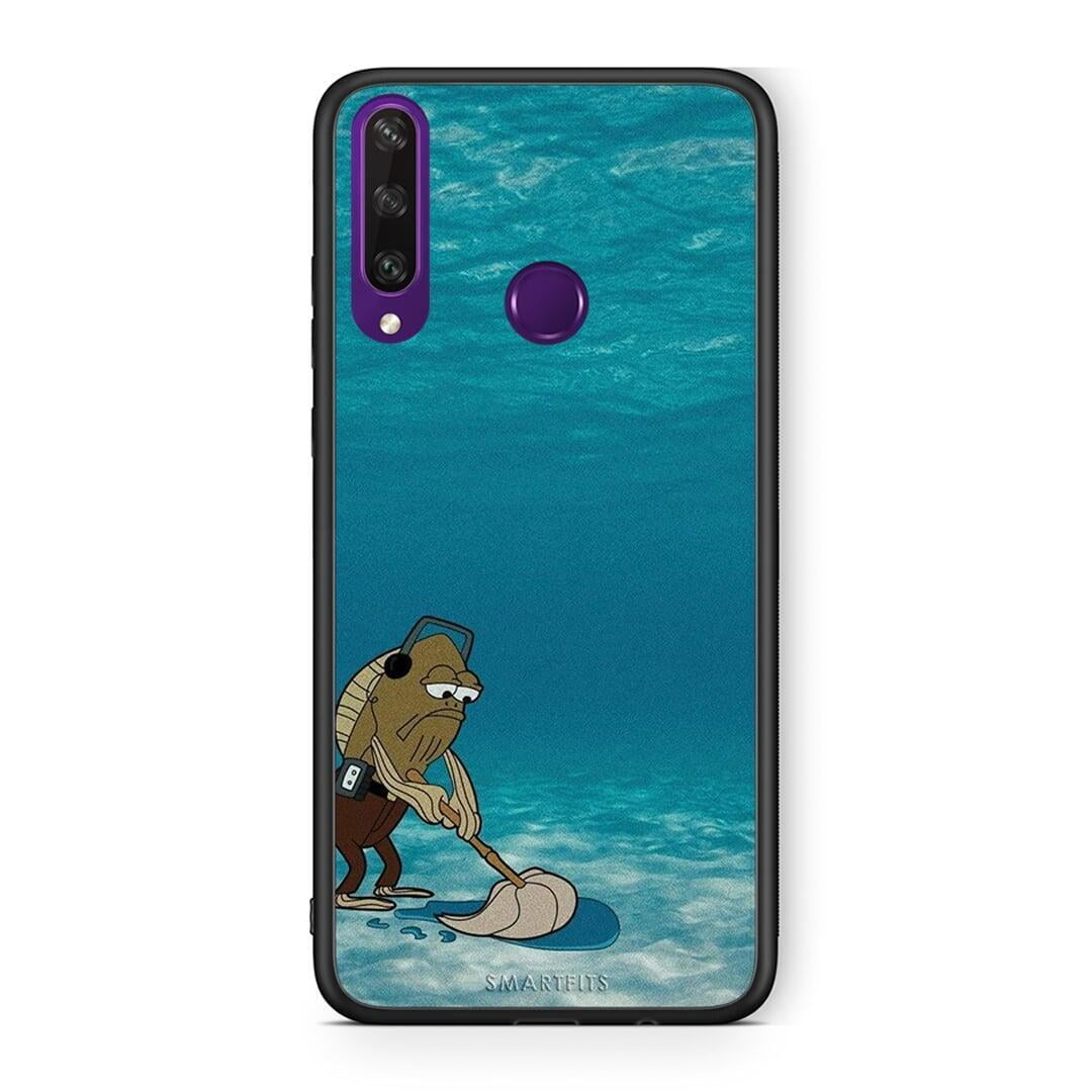 Huawei Y6p Clean The Ocean Θήκη από τη Smartfits με σχέδιο στο πίσω μέρος και μαύρο περίβλημα | Smartphone case with colorful back and black bezels by Smartfits