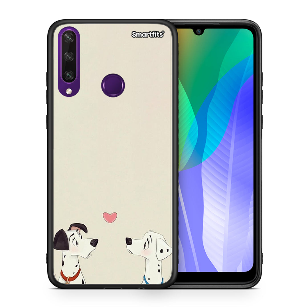 Θήκη Huawei Y6p Dalmatians Love από τη Smartfits με σχέδιο στο πίσω μέρος και μαύρο περίβλημα | Huawei Y6p Dalmatians Love case with colorful back and black bezels