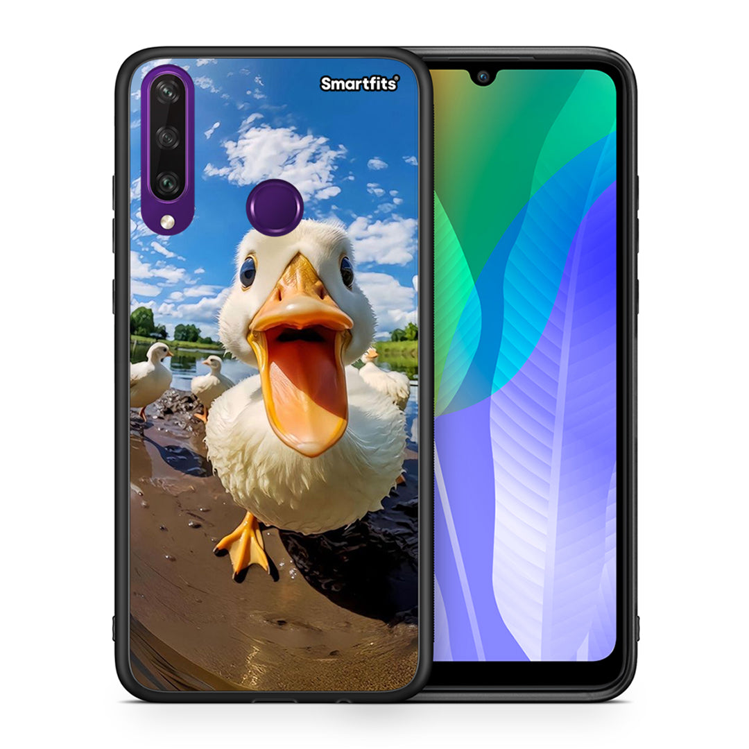 Θήκη Huawei Y6p Duck Face από τη Smartfits με σχέδιο στο πίσω μέρος και μαύρο περίβλημα | Huawei Y6p Duck Face case with colorful back and black bezels