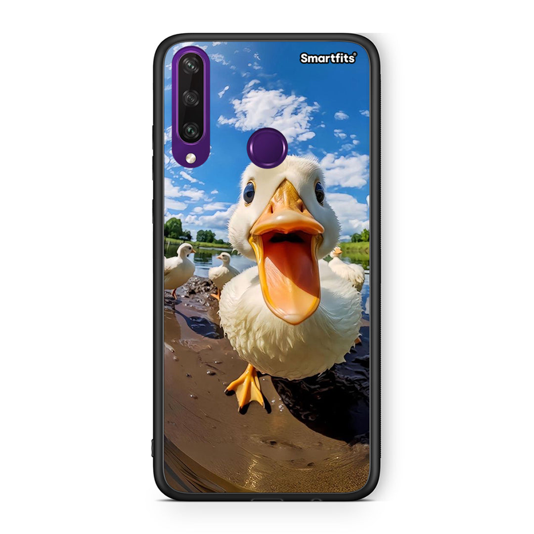 Huawei Y6p Duck Face θήκη από τη Smartfits με σχέδιο στο πίσω μέρος και μαύρο περίβλημα | Smartphone case with colorful back and black bezels by Smartfits