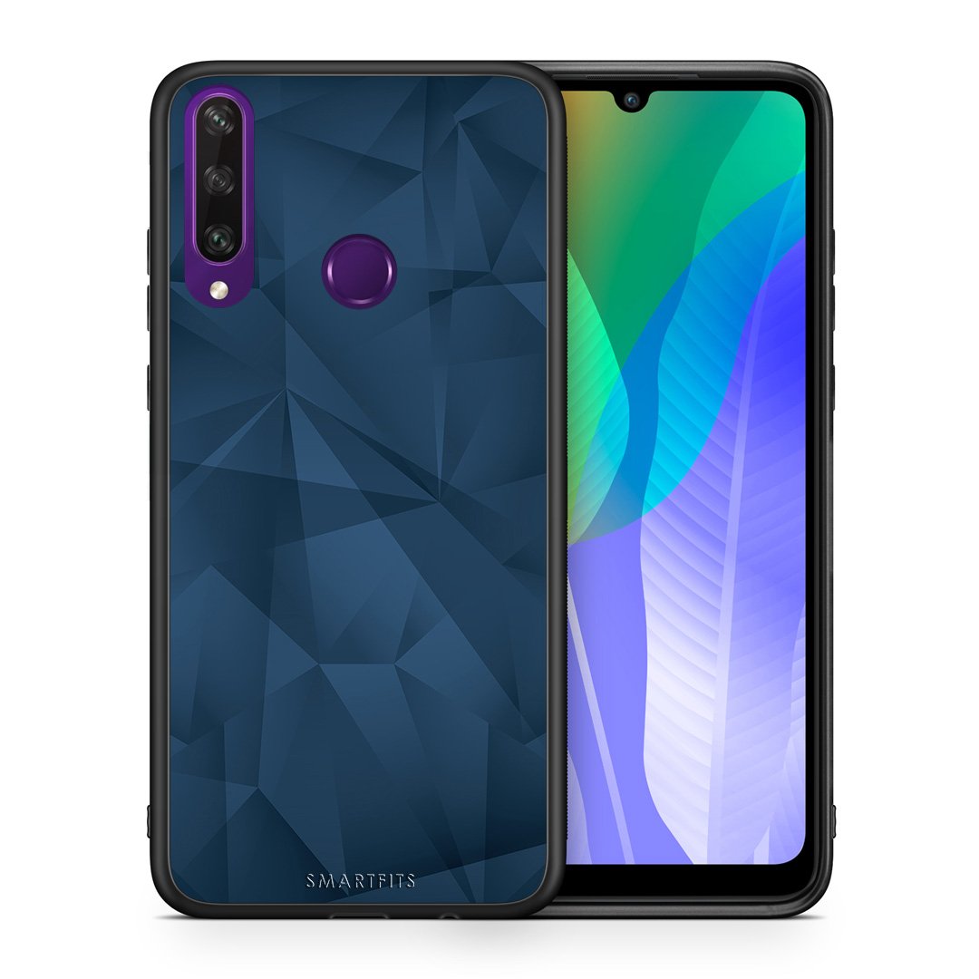 Θήκη Huawei Y6p Blue Abstract Geometric από τη Smartfits με σχέδιο στο πίσω μέρος και μαύρο περίβλημα | Huawei Y6p Blue Abstract Geometric case with colorful back and black bezels