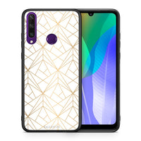 Thumbnail for Θήκη Huawei Y6p Luxury White Geometric από τη Smartfits με σχέδιο στο πίσω μέρος και μαύρο περίβλημα | Huawei Y6p Luxury White Geometric case with colorful back and black bezels