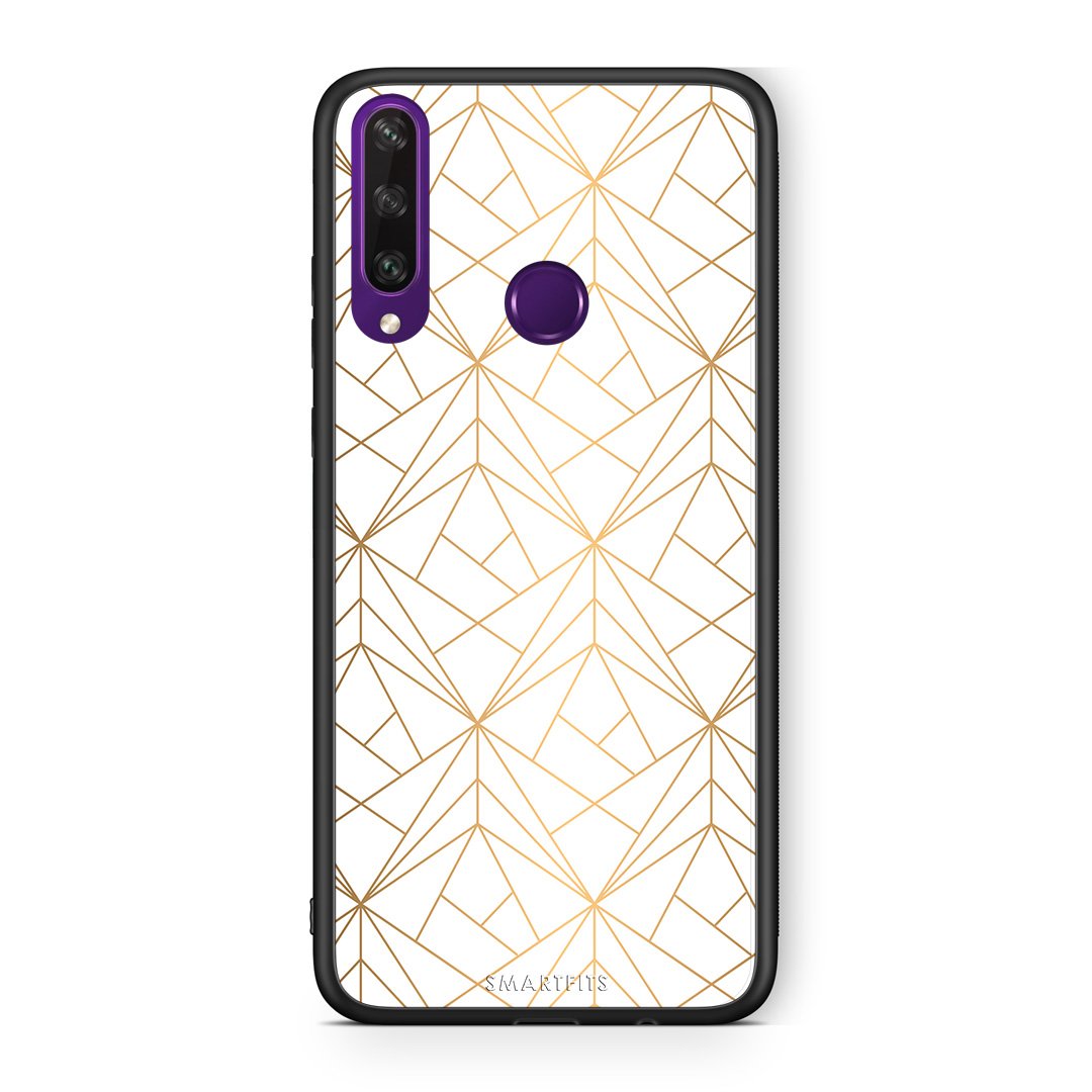 111 - Huawei Y6p  Luxury White Geometric case, cover, bumper