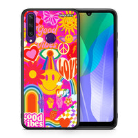 Thumbnail for Θήκη Huawei Y6p Hippie Love από τη Smartfits με σχέδιο στο πίσω μέρος και μαύρο περίβλημα | Huawei Y6p Hippie Love case with colorful back and black bezels