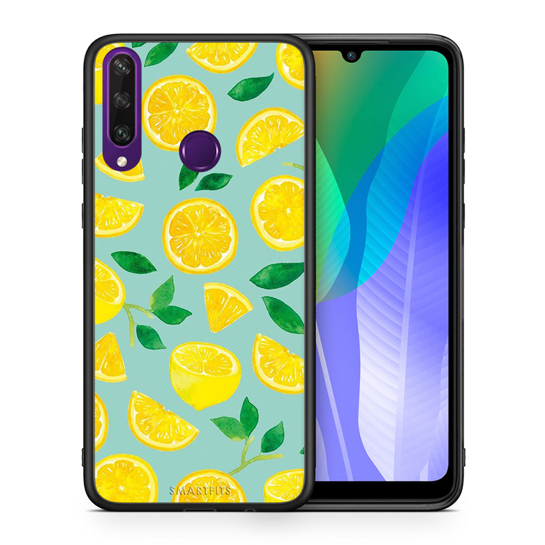 Θήκη Huawei Y6p Lemons από τη Smartfits με σχέδιο στο πίσω μέρος και μαύρο περίβλημα | Huawei Y6p Lemons case with colorful back and black bezels