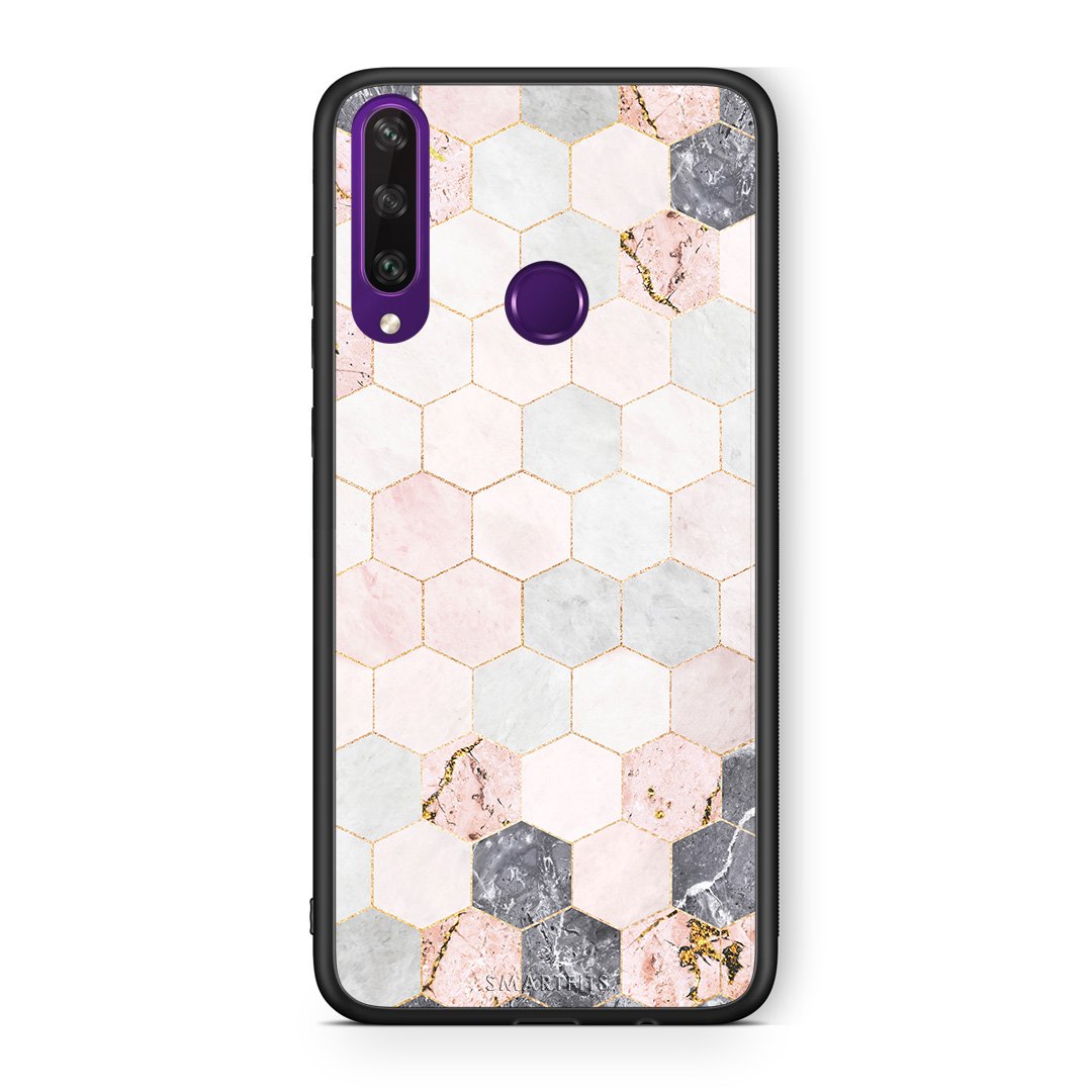 4 - Huawei Y6p Hexagon Pink Marble case, cover, bumper