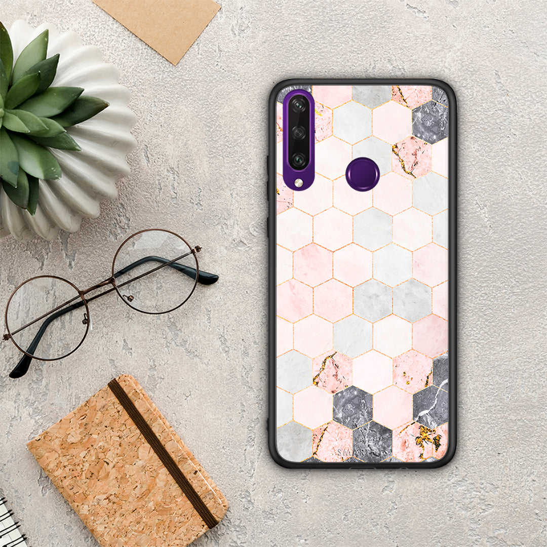 Marble Hexagon Pink - Huawei Y6p case