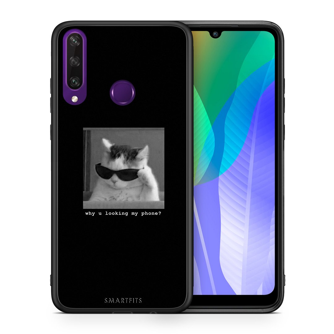 Θήκη Huawei Y6p Meme Cat από τη Smartfits με σχέδιο στο πίσω μέρος και μαύρο περίβλημα | Huawei Y6p Meme Cat case with colorful back and black bezels