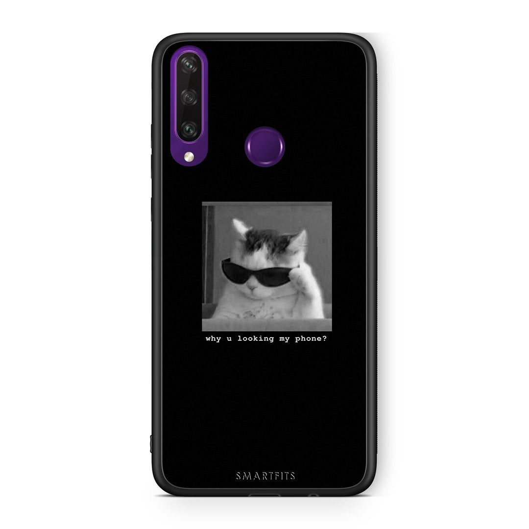 Huawei Y6p Meme Cat θήκη από τη Smartfits με σχέδιο στο πίσω μέρος και μαύρο περίβλημα | Smartphone case with colorful back and black bezels by Smartfits