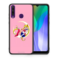 Thumbnail for Θήκη Huawei Y6p Moon Girl από τη Smartfits με σχέδιο στο πίσω μέρος και μαύρο περίβλημα | Huawei Y6p Moon Girl case with colorful back and black bezels