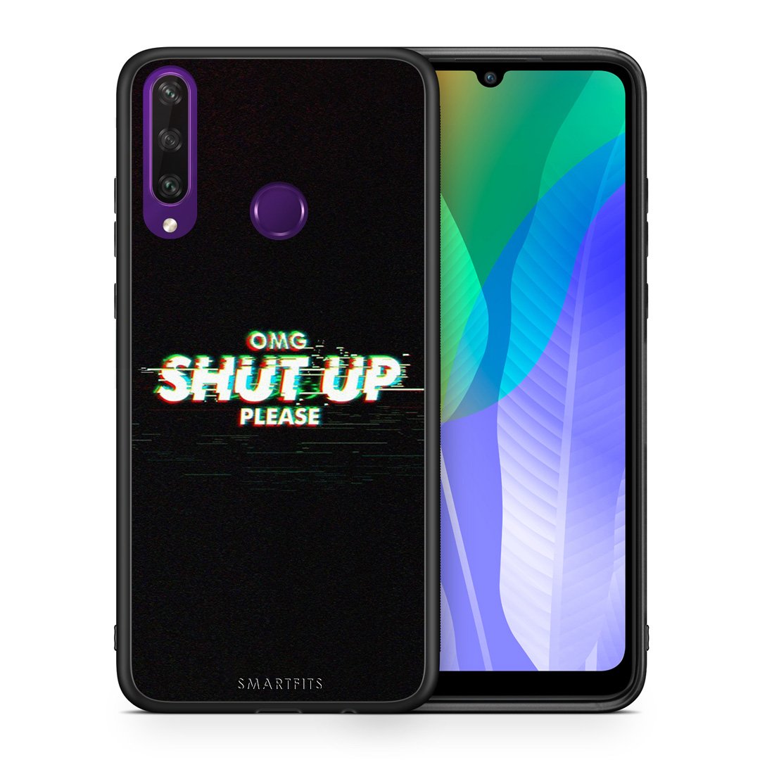Θήκη Huawei Y6p OMG ShutUp από τη Smartfits με σχέδιο στο πίσω μέρος και μαύρο περίβλημα | Huawei Y6p OMG ShutUp case with colorful back and black bezels