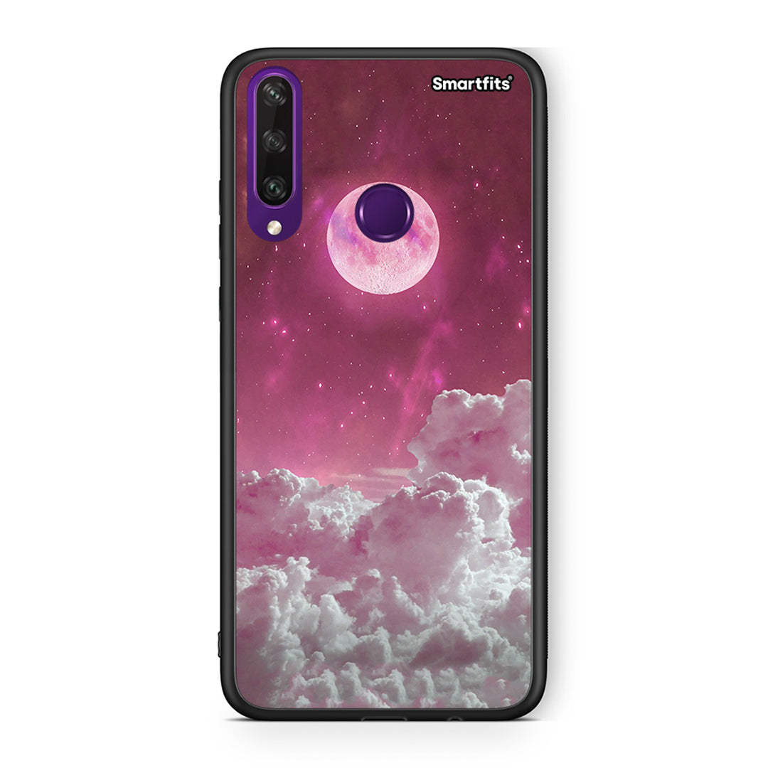 Huawei Y6p Pink Moon Θήκη από τη Smartfits με σχέδιο στο πίσω μέρος και μαύρο περίβλημα | Smartphone case with colorful back and black bezels by Smartfits