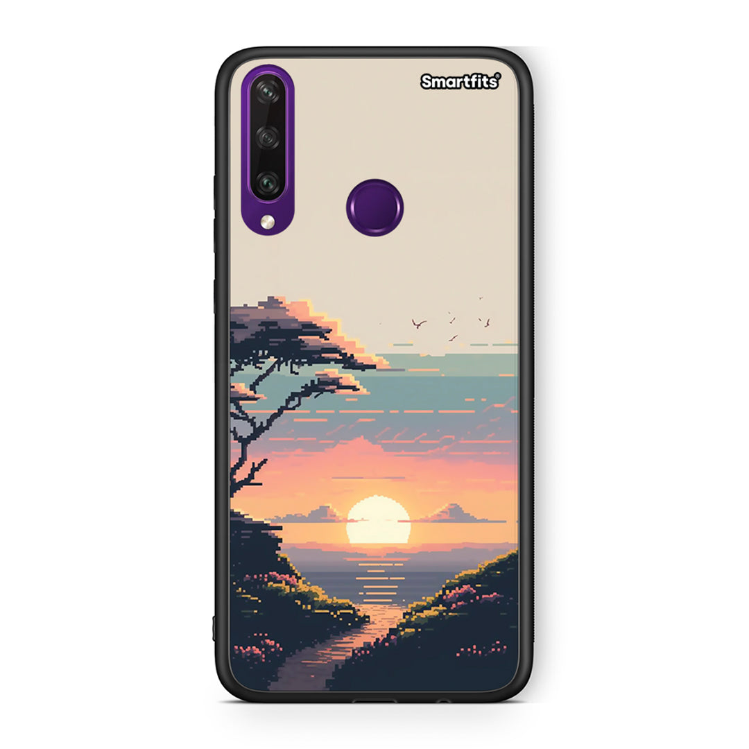 Huawei Y6p Pixel Sunset Θήκη από τη Smartfits με σχέδιο στο πίσω μέρος και μαύρο περίβλημα | Smartphone case with colorful back and black bezels by Smartfits