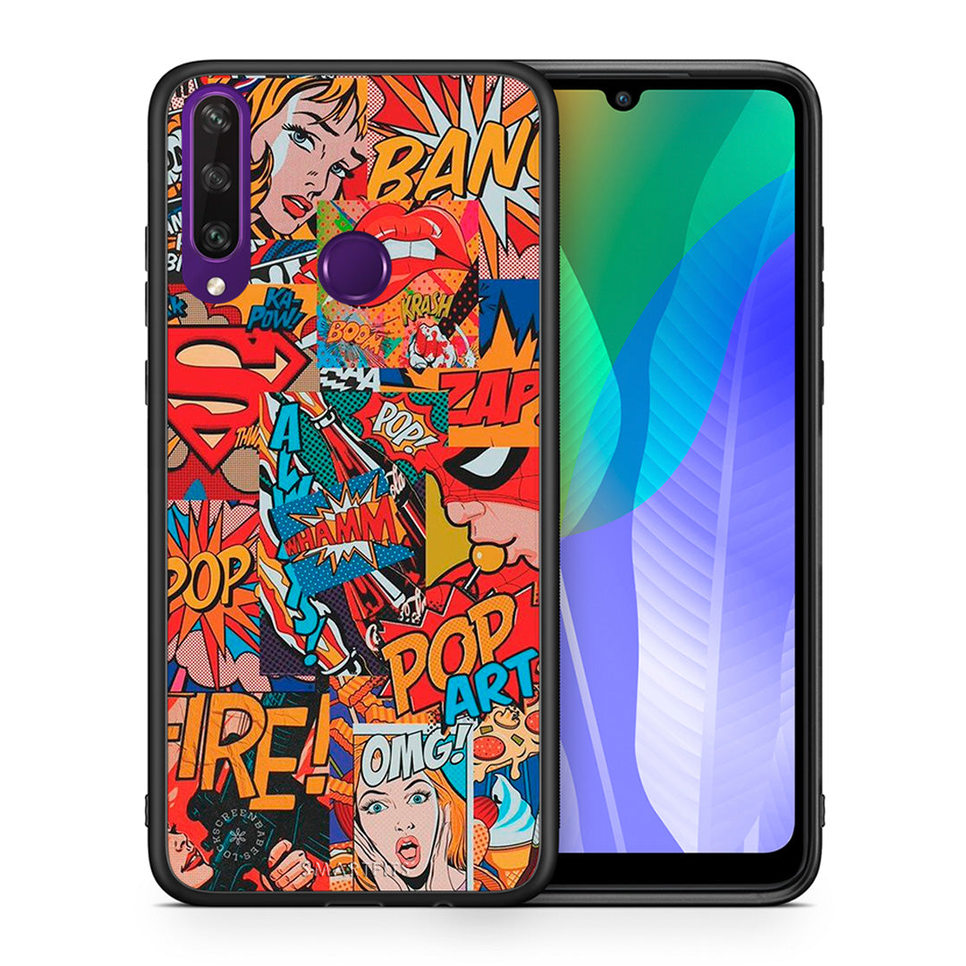 Θήκη Huawei Y6p PopArt OMG από τη Smartfits με σχέδιο στο πίσω μέρος και μαύρο περίβλημα | Huawei Y6p PopArt OMG case with colorful back and black bezels