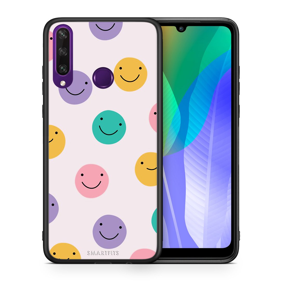 Θήκη Huawei Y6p Smiley Faces από τη Smartfits με σχέδιο στο πίσω μέρος και μαύρο περίβλημα | Huawei Y6p Smiley Faces case with colorful back and black bezels