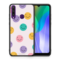 Thumbnail for Θήκη Huawei Y6p Smiley Faces από τη Smartfits με σχέδιο στο πίσω μέρος και μαύρο περίβλημα | Huawei Y6p Smiley Faces case with colorful back and black bezels