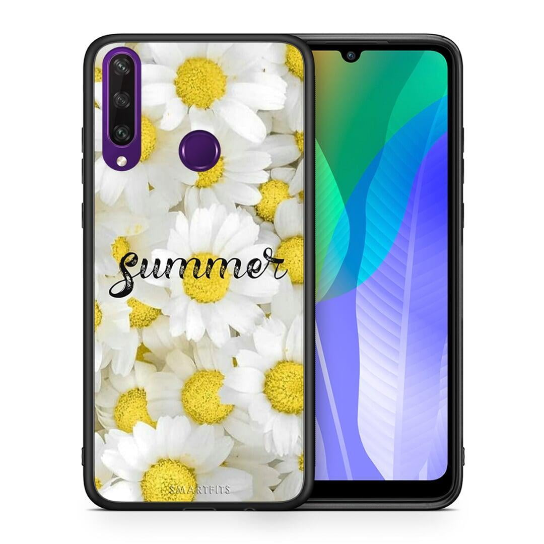 Θήκη Huawei Y6p Summer Daisies από τη Smartfits με σχέδιο στο πίσω μέρος και μαύρο περίβλημα | Huawei Y6p Summer Daisies case with colorful back and black bezels