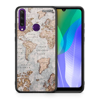 Thumbnail for Θήκη Huawei Y6p World Map από τη Smartfits με σχέδιο στο πίσω μέρος και μαύρο περίβλημα | Huawei Y6p World Map case with colorful back and black bezels