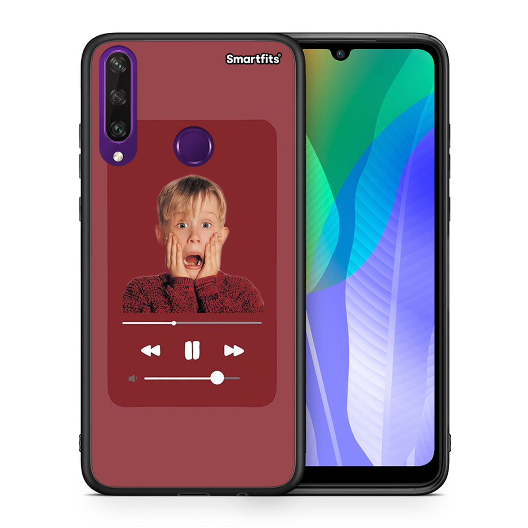 Θήκη Huawei Y6p Xmas Alone Music από τη Smartfits με σχέδιο στο πίσω μέρος και μαύρο περίβλημα | Huawei Y6p Xmas Alone Music case with colorful back and black bezels