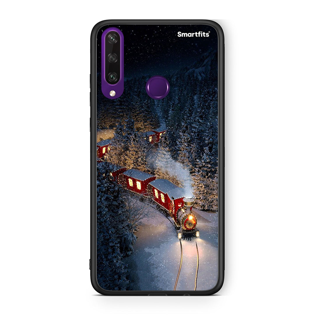 Huawei Y6p Xmas Train θήκη από τη Smartfits με σχέδιο στο πίσω μέρος και μαύρο περίβλημα | Smartphone case with colorful back and black bezels by Smartfits