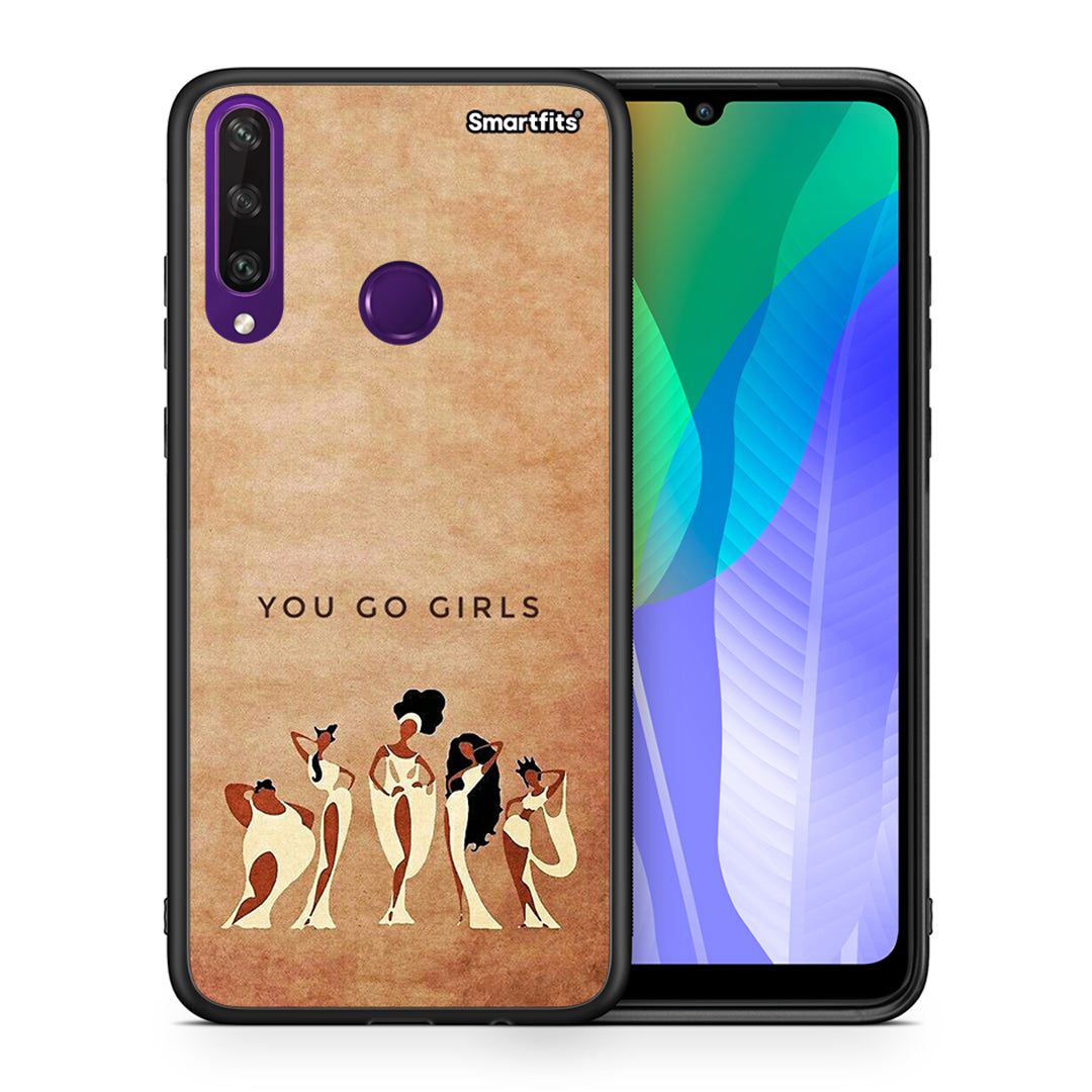 Θήκη Huawei Y6p You Go Girl από τη Smartfits με σχέδιο στο πίσω μέρος και μαύρο περίβλημα | Huawei Y6p You Go Girl case with colorful back and black bezels