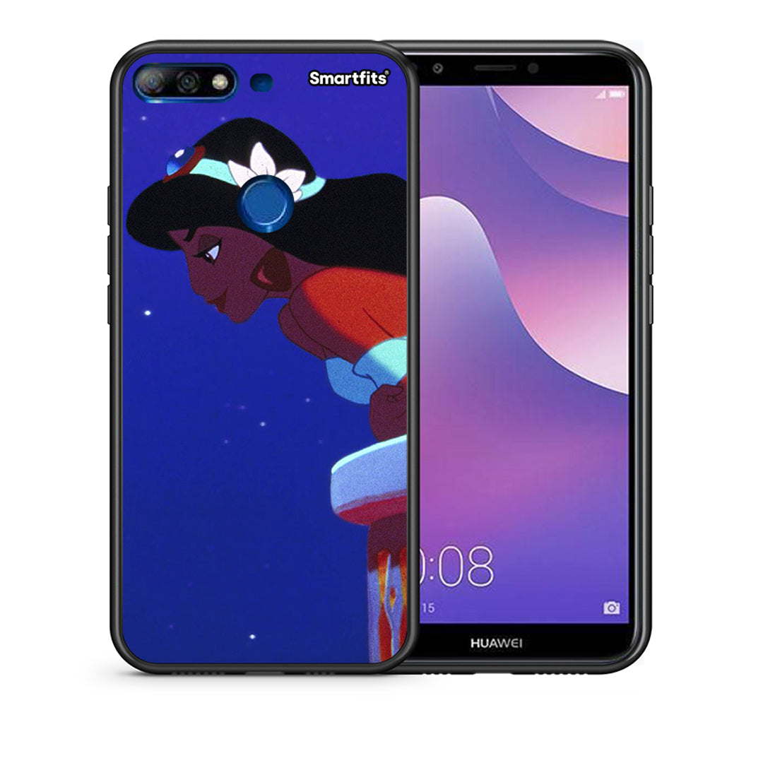 Θήκη Huawei Y7 2018 Alladin And Jasmine Love 2 από τη Smartfits με σχέδιο στο πίσω μέρος και μαύρο περίβλημα | Huawei Y7 2018 Alladin And Jasmine Love 2 case with colorful back and black bezels