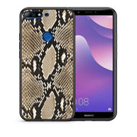 Thumbnail for Θήκη Huawei Y7 2018 Fashion Snake Animal από τη Smartfits με σχέδιο στο πίσω μέρος και μαύρο περίβλημα | Huawei Y7 2018 Fashion Snake Animal case with colorful back and black bezels