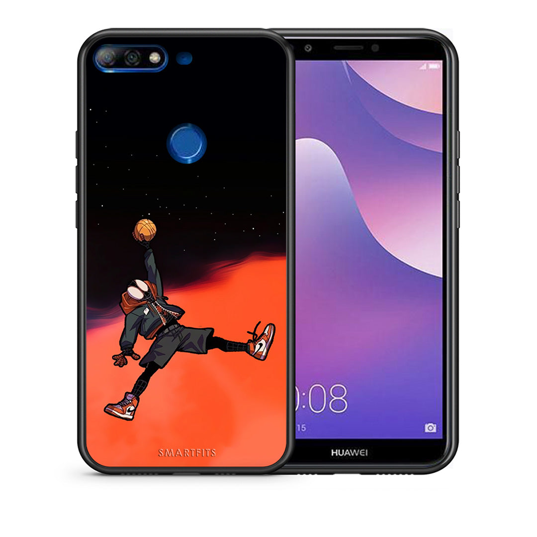 Θήκη Huawei Y7 2018 Basketball Hero από τη Smartfits με σχέδιο στο πίσω μέρος και μαύρο περίβλημα | Huawei Y7 2018 Basketball Hero case with colorful back and black bezels