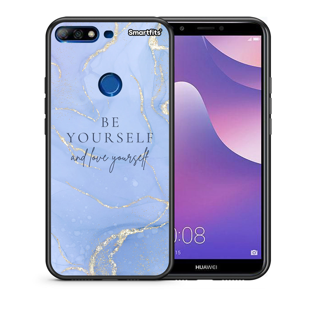 Θήκη Huawei Y7 2018 Be Yourself από τη Smartfits με σχέδιο στο πίσω μέρος και μαύρο περίβλημα | Huawei Y7 2018 Be Yourself case with colorful back and black bezels