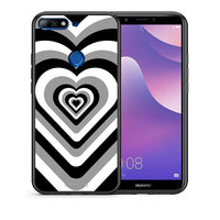 Thumbnail for Θήκη Huawei Y7 2018 Black Hearts από τη Smartfits με σχέδιο στο πίσω μέρος και μαύρο περίβλημα | Huawei Y7 2018 Black Hearts case with colorful back and black bezels