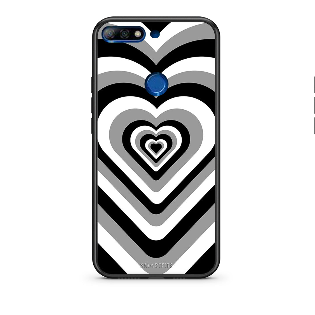 Huawei Y7 2018 Black Hearts θήκη από τη Smartfits με σχέδιο στο πίσω μέρος και μαύρο περίβλημα | Smartphone case with colorful back and black bezels by Smartfits