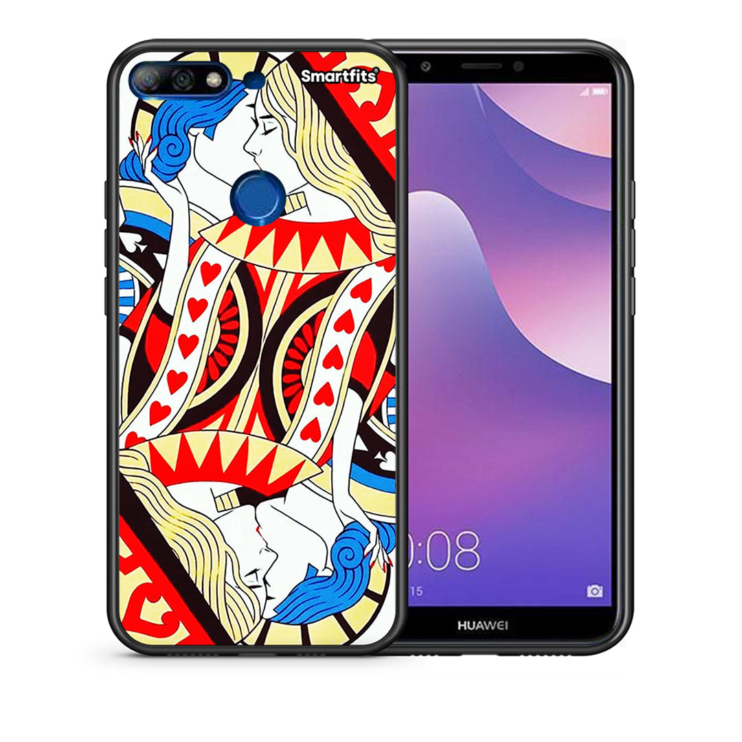 Θήκη Huawei Y7 2018 Card Love από τη Smartfits με σχέδιο στο πίσω μέρος και μαύρο περίβλημα | Huawei Y7 2018 Card Love case with colorful back and black bezels