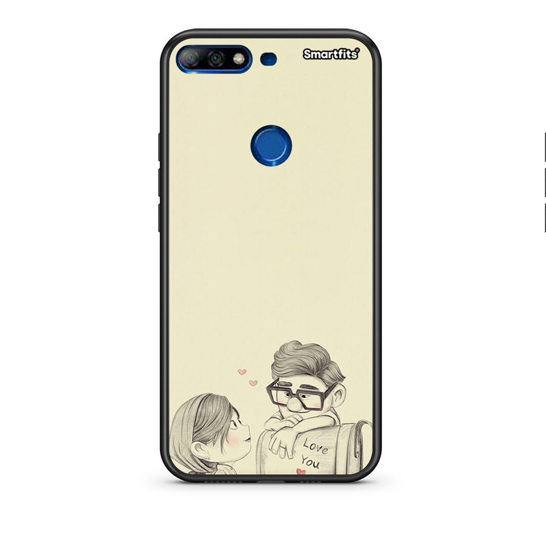 Huawei Y7 2018 Carl And Ellie θήκη από τη Smartfits με σχέδιο στο πίσω μέρος και μαύρο περίβλημα | Smartphone case with colorful back and black bezels by Smartfits