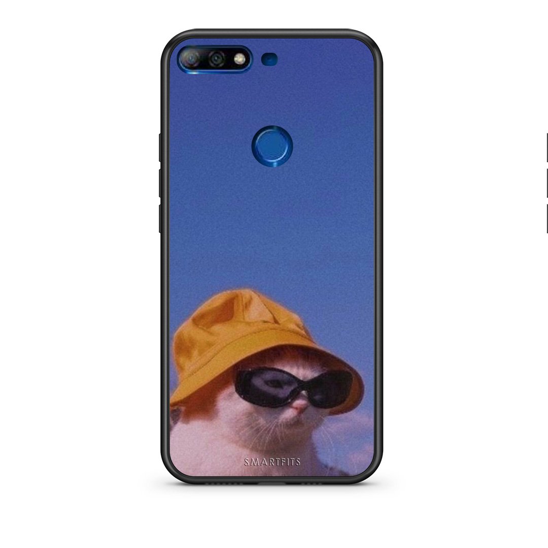 Huawei Y7 2018 Cat Diva θήκη από τη Smartfits με σχέδιο στο πίσω μέρος και μαύρο περίβλημα | Smartphone case with colorful back and black bezels by Smartfits