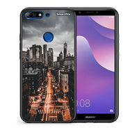 Thumbnail for Θήκη Huawei Y7 2018 City Lights από τη Smartfits με σχέδιο στο πίσω μέρος και μαύρο περίβλημα | Huawei Y7 2018 City Lights case with colorful back and black bezels
