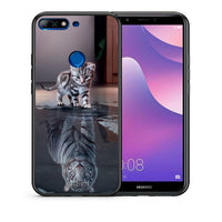 Thumbnail for Θήκη Huawei Y7 2018 Tiger Cute από τη Smartfits με σχέδιο στο πίσω μέρος και μαύρο περίβλημα | Huawei Y7 2018 Tiger Cute case with colorful back and black bezels