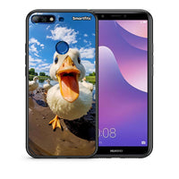 Thumbnail for Θήκη Huawei Y7 2018 Duck Face από τη Smartfits με σχέδιο στο πίσω μέρος και μαύρο περίβλημα | Huawei Y7 2018 Duck Face case with colorful back and black bezels