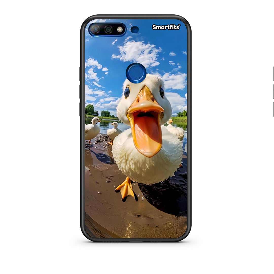 Huawei Y7 2018 Duck Face θήκη από τη Smartfits με σχέδιο στο πίσω μέρος και μαύρο περίβλημα | Smartphone case with colorful back and black bezels by Smartfits