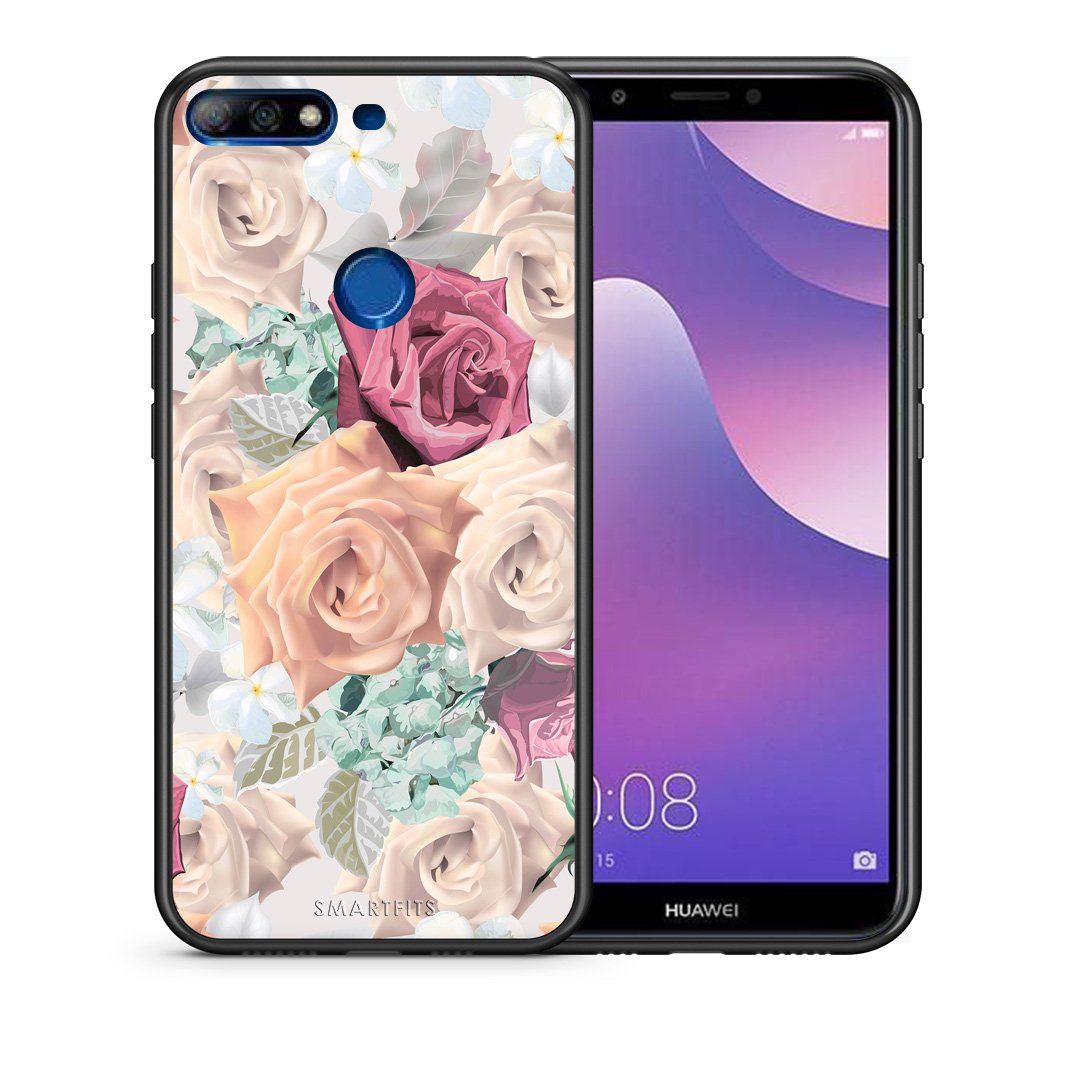 Θήκη Huawei Y7 2018 Bouquet Floral από τη Smartfits με σχέδιο στο πίσω μέρος και μαύρο περίβλημα | Huawei Y7 2018 Bouquet Floral case with colorful back and black bezels